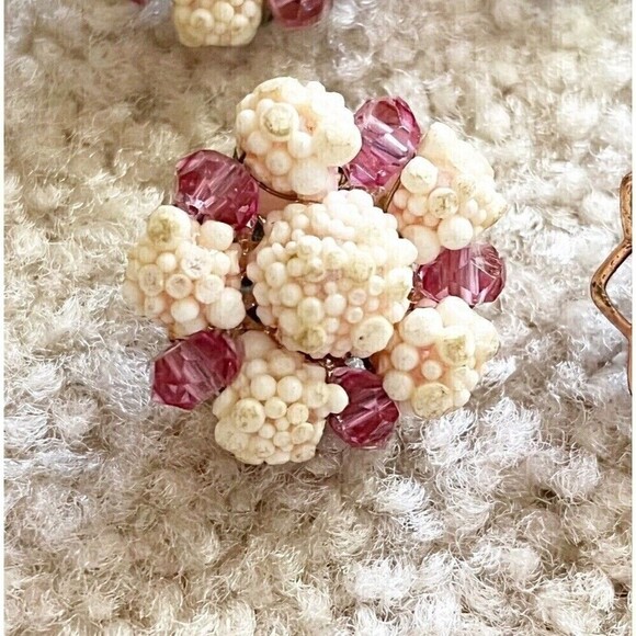 Vintage Earrings Fashion Silver Seed Druzy Avon Retro Beaded Y2K 80s 5 Pc Lot - Picture 5 of 11